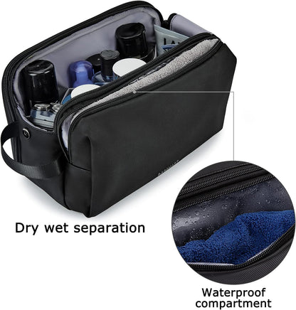 Toiletry Bag for Men, Travel Toiletry Organizer Dopp Kit Water-resistant Shaving Bag for Toiletries Accessories, Door Room Essentials, Black-medium