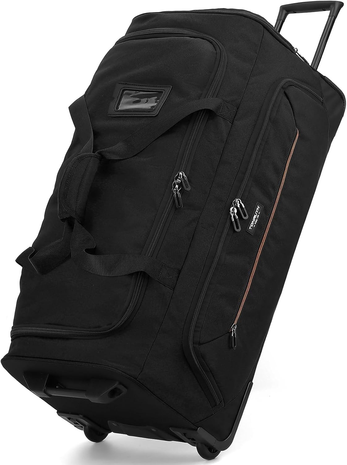 Large Rolling Duffle Bag with Wheels and Handle 85L 29 inch Travel Duffel Bag for Men Women with Shoe Compartment & Wet Pocket, 2 Wheeled Checked Luggage for Business Travel Long Trips, Black