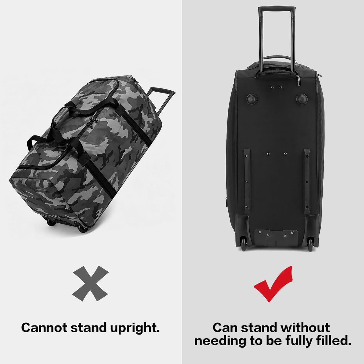 Large Rolling Duffle Bag with Wheels and Handle 85L 29 inch Travel Duffel Bag for Men Women with Shoe Compartment & Wet Pocket, 2 Wheeled Checked Luggage for Business Travel Long Trips, Black
