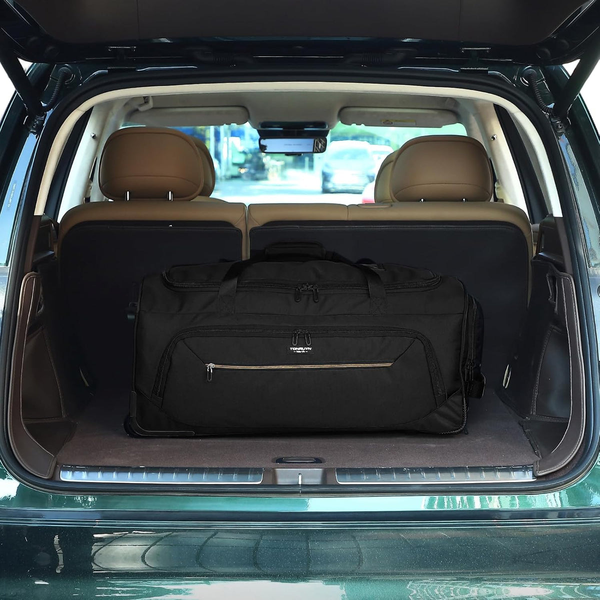 Large Rolling Duffle Bag with Wheels and Handle 85L 29 inch Travel Duffel Bag for Men Women with Shoe Compartment & Wet Pocket, 2 Wheeled Checked Luggage for Business Travel Long Trips, Black