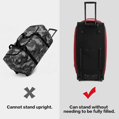 Large Rolling Duffle Bag with Wheels and Handle 85L 29 inch Travel Duffel Bag for Men Women with Shoe Compartment & Wet Pocket, 2 Wheeled Checked Luggage for Business Travel Long Trips, Black