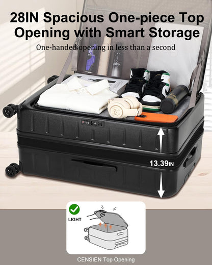 16 Inch Underseat Carry On Luggage Airline Approved, Expandable Lightweight ABS+PC Hard Shell Suitcases with 360° Spinner Wheels, TSA Lock, YKK Zipper, for Business Weekender (White, 1 PC)