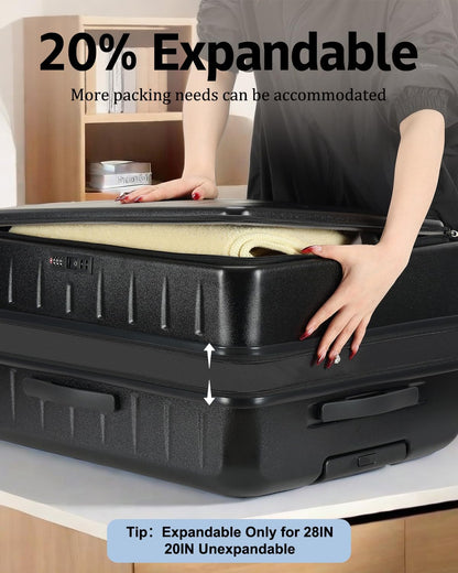 16 Inch Underseat Carry On Luggage Airline Approved, Expandable Lightweight ABS+PC Hard Shell Suitcases with 360° Spinner Wheels, TSA Lock, YKK Zipper, for Business Weekender (White, 1 PC)