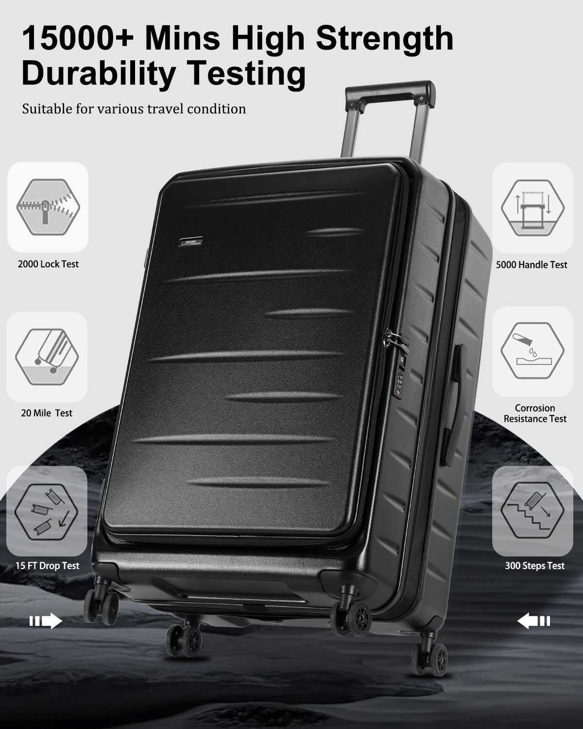 16 Inch Underseat Carry On Luggage Airline Approved, Expandable Lightweight ABS+PC Hard Shell Suitcases with 360° Spinner Wheels, TSA Lock, YKK Zipper, for Business Weekender (White, 1 PC)