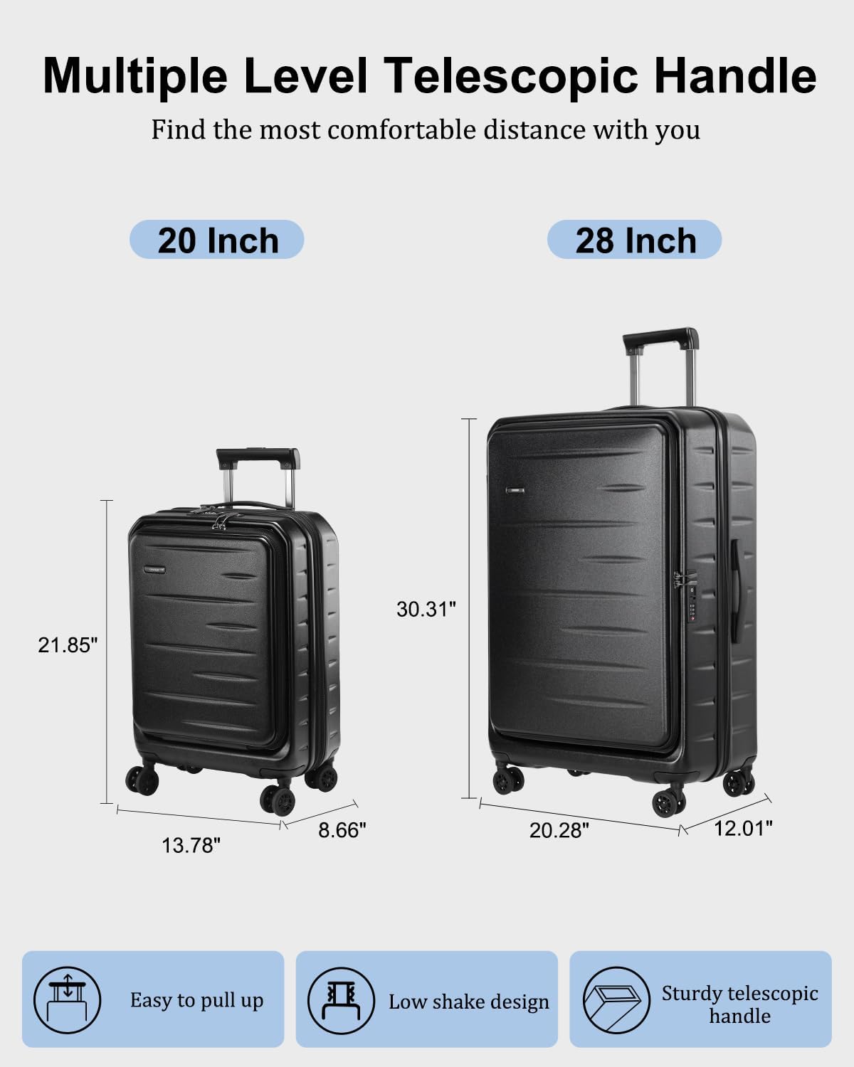 16 Inch Underseat Carry On Luggage Airline Approved, Expandable Lightweight ABS+PC Hard Shell Suitcases with 360° Spinner Wheels, TSA Lock, YKK Zipper, for Business Weekender (White, 1 PC)