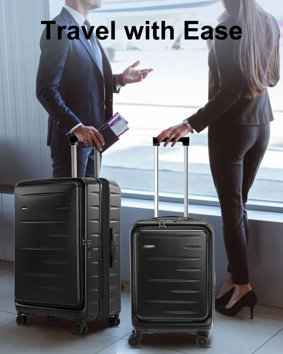 16 Inch Underseat Carry On Luggage Airline Approved, Expandable Lightweight ABS+PC Hard Shell Suitcases with 360° Spinner Wheels, TSA Lock, YKK Zipper, for Business Weekender (White, 1 PC)