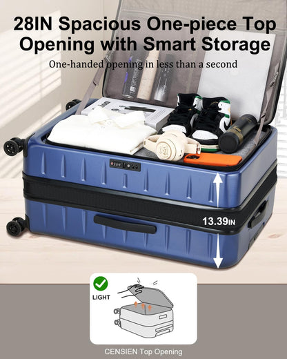 16 Inch Underseat Carry On Luggage Airline Approved, Expandable Lightweight ABS+PC Hard Shell Suitcases with 360° Spinner Wheels, TSA Lock, YKK Zipper, for Business Weekender (White, 1 PC)