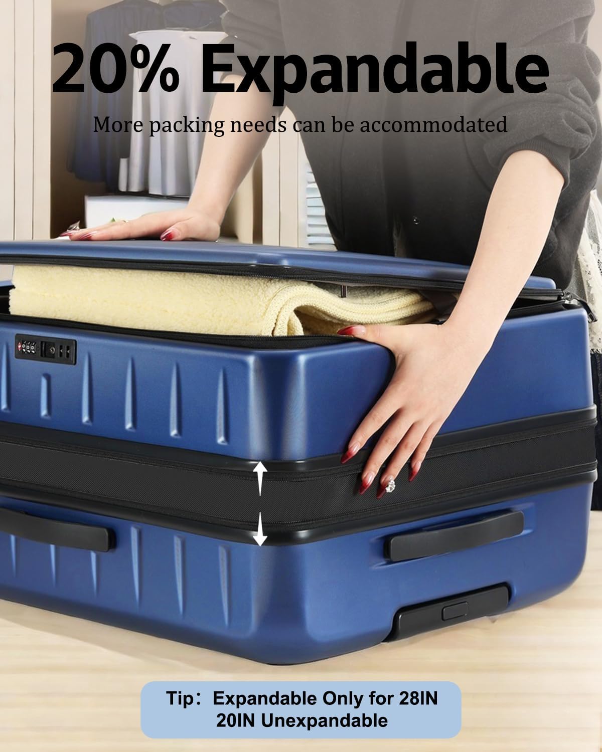 16 Inch Underseat Carry On Luggage Airline Approved, Expandable Lightweight ABS+PC Hard Shell Suitcases with 360° Spinner Wheels, TSA Lock, YKK Zipper, for Business Weekender (White, 1 PC)