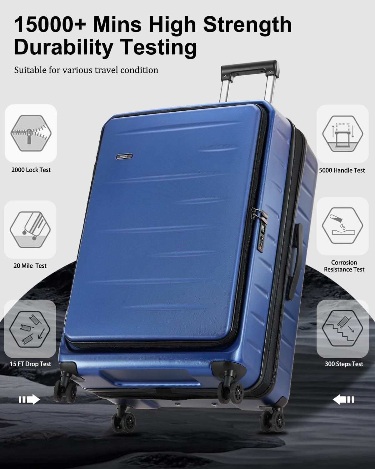 16 Inch Underseat Carry On Luggage Airline Approved, Expandable Lightweight ABS+PC Hard Shell Suitcases with 360° Spinner Wheels, TSA Lock, YKK Zipper, for Business Weekender (White, 1 PC)