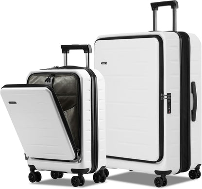 16 Inch Underseat Carry On Luggage Airline Approved, Expandable Lightweight ABS+PC Hard Shell Suitcases with 360° Spinner Wheels, TSA Lock, YKK Zipper, for Business Weekender (White, 1 PC)