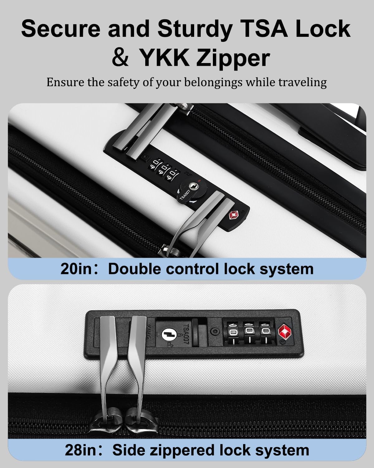 16 Inch Underseat Carry On Luggage Airline Approved, Expandable Lightweight ABS+PC Hard Shell Suitcases with 360° Spinner Wheels, TSA Lock, YKK Zipper, for Business Weekender (White, 1 PC)