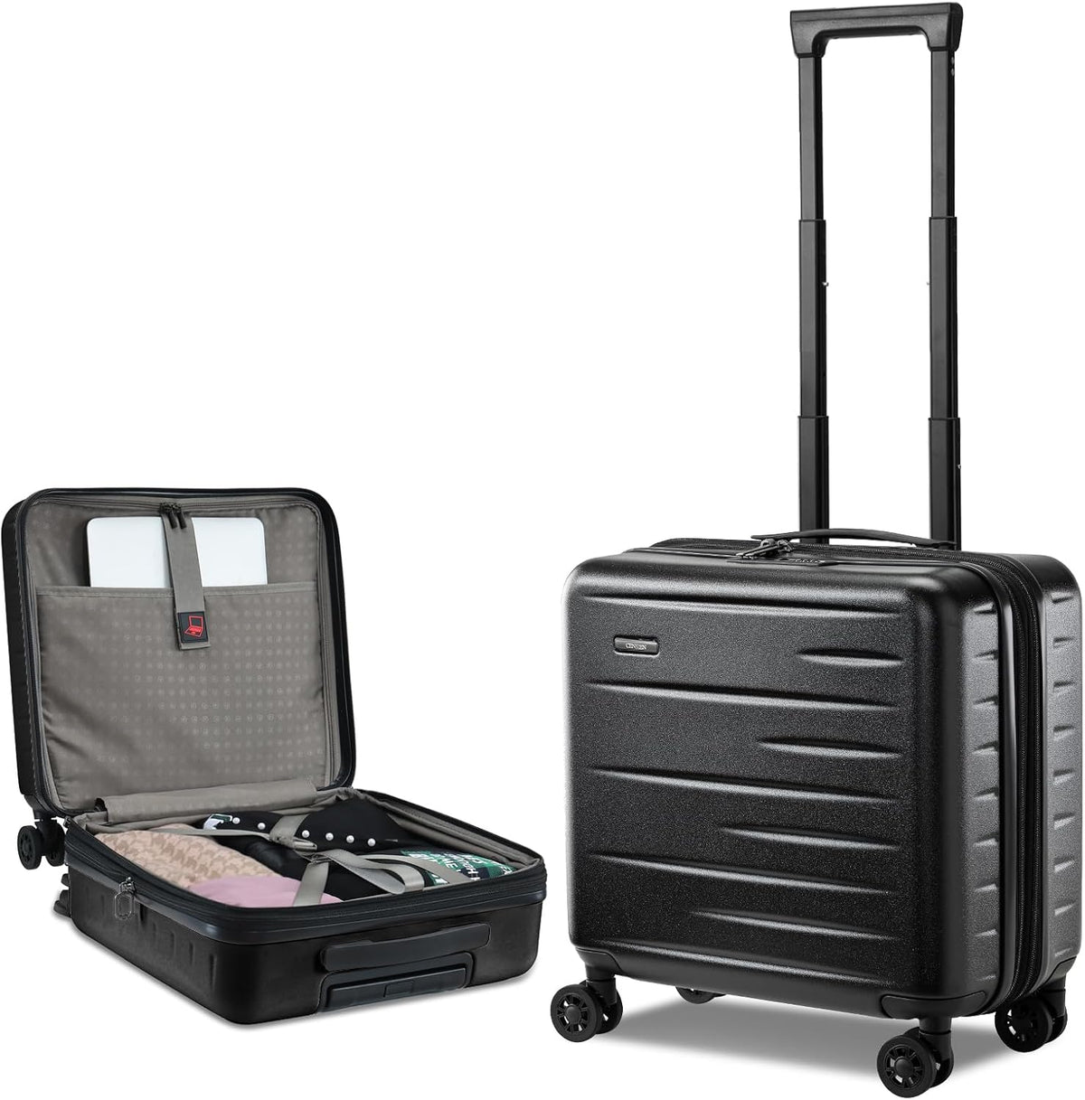 16 Inch Underseat Carry On Luggage Airline Approved, Expandable Lightweight ABS+PC Hard Shell Suitcases with 360° Spinner Wheels, TSA Lock, YKK Zipper, for Business Weekender (White, 1 PC)