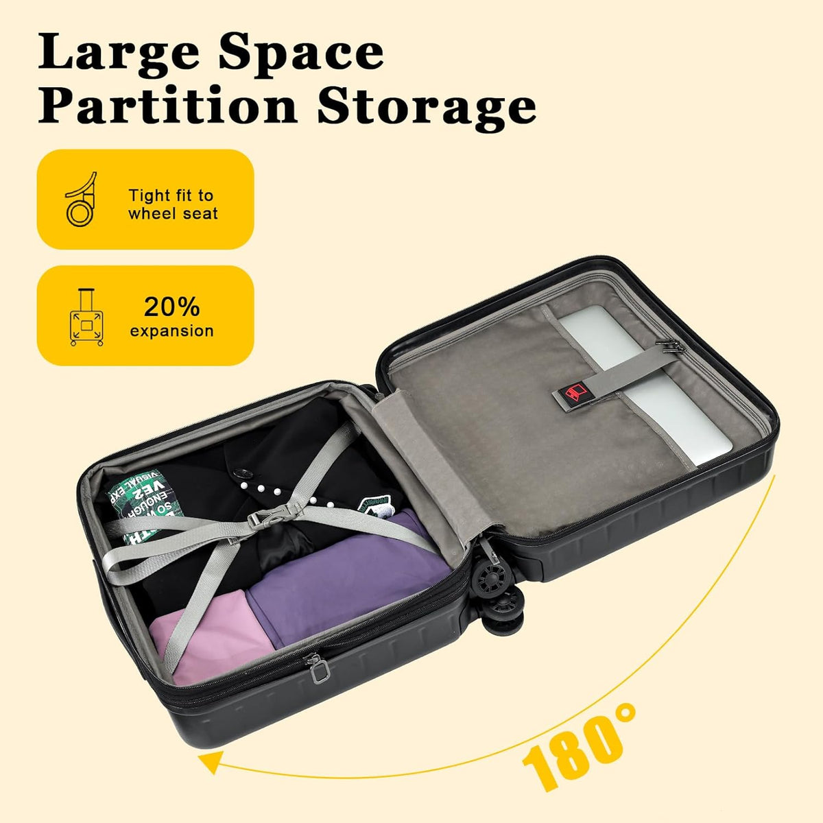 16 Inch Underseat Carry On Luggage Airline Approved, Expandable Lightweight ABS+PC Hard Shell Suitcases with 360° Spinner Wheels, TSA Lock, YKK Zipper, for Business Weekender (White, 1 PC)