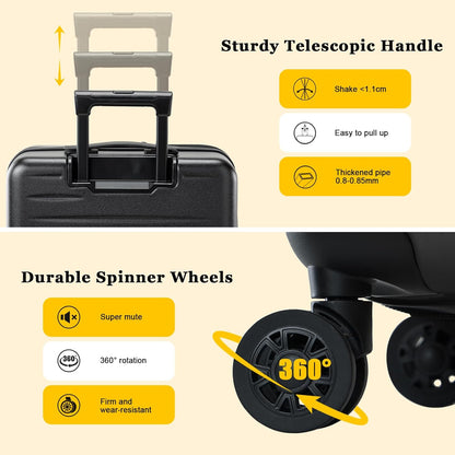 16 Inch Underseat Carry On Luggage Airline Approved, Expandable Lightweight ABS+PC Hard Shell Suitcases with 360° Spinner Wheels, TSA Lock, YKK Zipper, for Business Weekender (White, 1 PC)