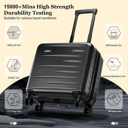 16 Inch Underseat Carry On Luggage Airline Approved, Expandable Lightweight ABS+PC Hard Shell Suitcases with 360° Spinner Wheels, TSA Lock, YKK Zipper, for Business Weekender (White, 1 PC)