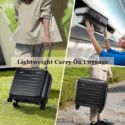 16 Inch Underseat Carry On Luggage Airline Approved, Expandable Lightweight ABS+PC Hard Shell Suitcases with 360° Spinner Wheels, TSA Lock, YKK Zipper, for Business Weekender (White, 1 PC)