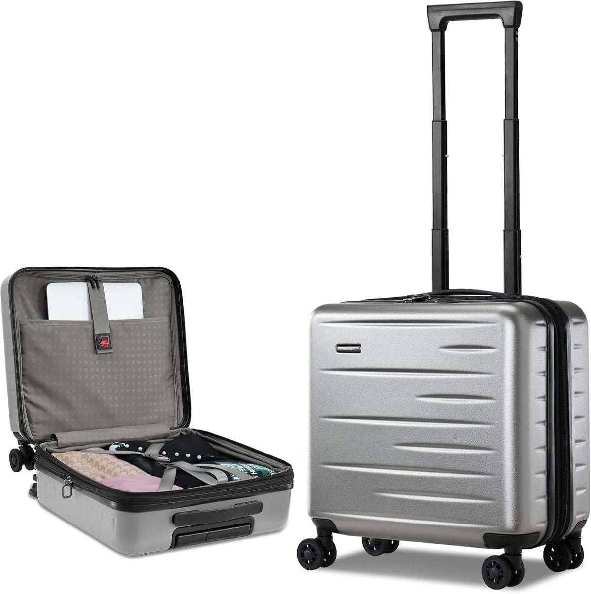 16 Inch Underseat Carry On Luggage Airline Approved, Expandable Lightweight ABS+PC Hard Shell Suitcases with 360° Spinner Wheels, TSA Lock, YKK Zipper, for Business Weekender (White, 1 PC)