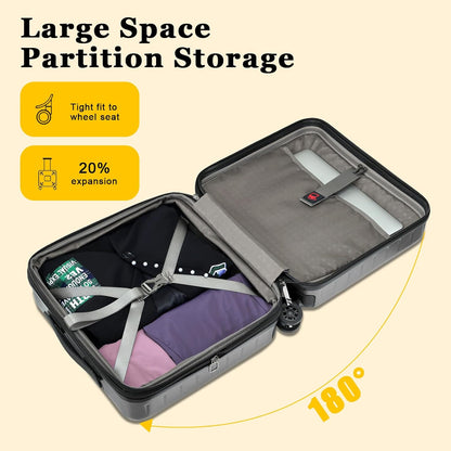 16 Inch Underseat Carry On Luggage Airline Approved, Expandable Lightweight ABS+PC Hard Shell Suitcases with 360° Spinner Wheels, TSA Lock, YKK Zipper, for Business Weekender (White, 1 PC)
