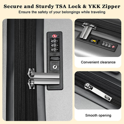 16 Inch Underseat Carry On Luggage Airline Approved, Expandable Lightweight ABS+PC Hard Shell Suitcases with 360° Spinner Wheels, TSA Lock, YKK Zipper, for Business Weekender (White, 1 PC)