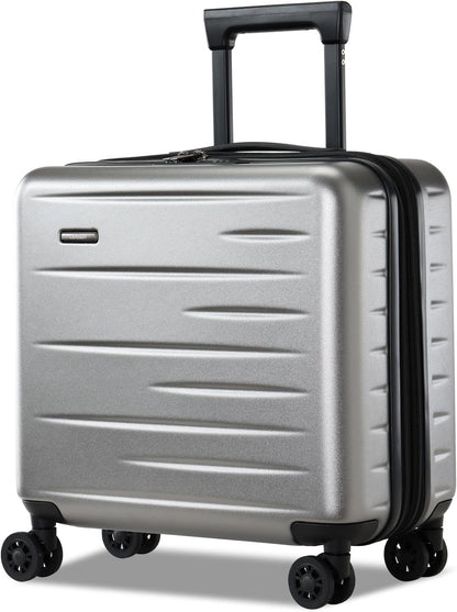 16 Inch Underseat Carry On Luggage Airline Approved, Expandable Lightweight ABS+PC Hard Shell Suitcases with 360° Spinner Wheels, TSA Lock, YKK Zipper, for Business Weekender (White, 1 PC)