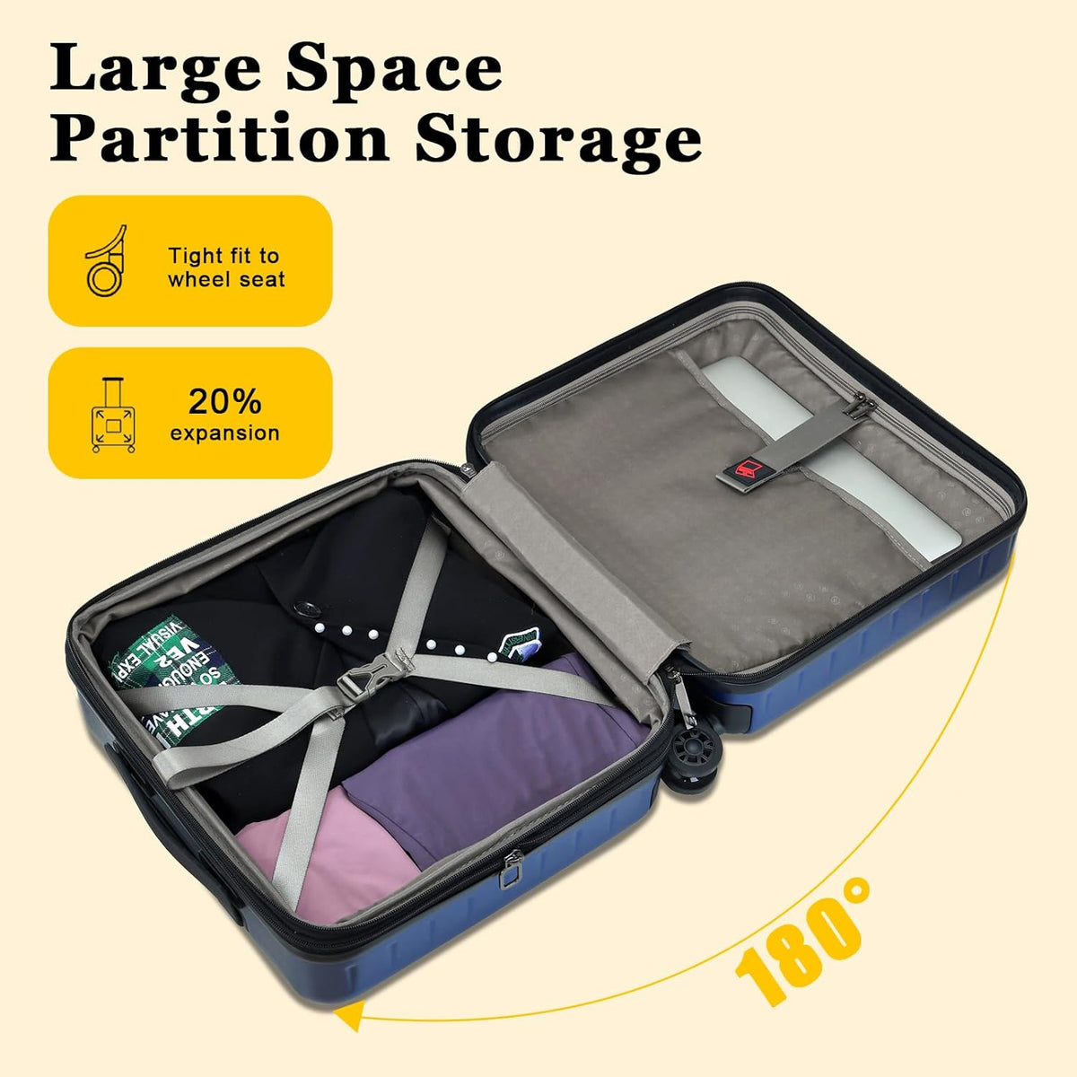 16 Inch Underseat Carry On Luggage Airline Approved, Expandable Lightweight ABS+PC Hard Shell Suitcases with 360° Spinner Wheels, TSA Lock, YKK Zipper, for Business Weekender (White, 1 PC)