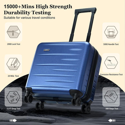 16 Inch Underseat Carry On Luggage Airline Approved, Expandable Lightweight ABS+PC Hard Shell Suitcases with 360° Spinner Wheels, TSA Lock, YKK Zipper, for Business Weekender (White, 1 PC)