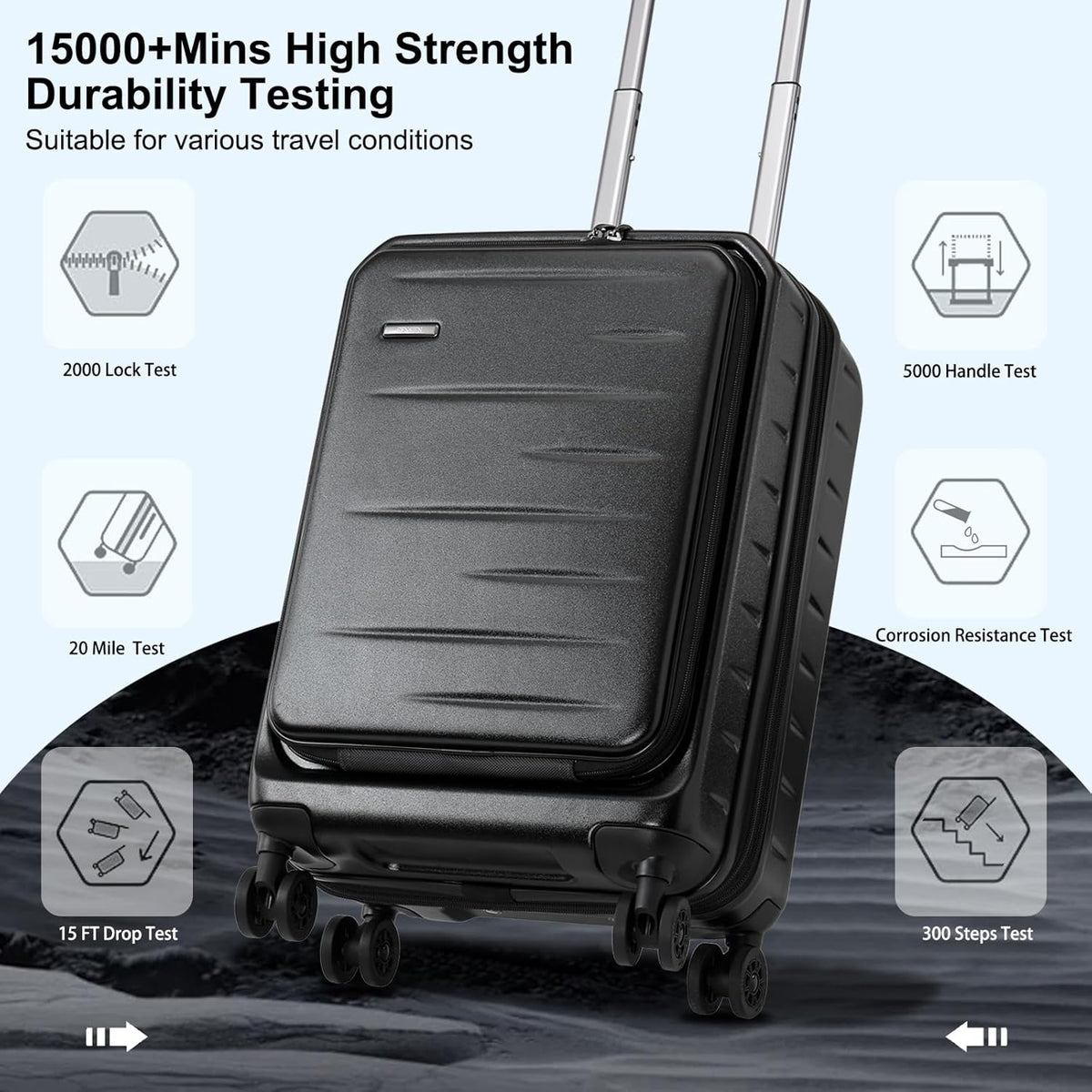16 Inch Underseat Carry On Luggage Airline Approved, Expandable Lightweight ABS+PC Hard Shell Suitcases with 360° Spinner Wheels, TSA Lock, YKK Zipper, for Business Weekender (White, 1 PC)