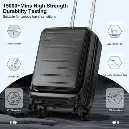 16 Inch Underseat Carry On Luggage Airline Approved, Expandable Lightweight ABS+PC Hard Shell Suitcases with 360° Spinner Wheels, TSA Lock, YKK Zipper, for Business Weekender (White, 1 PC)