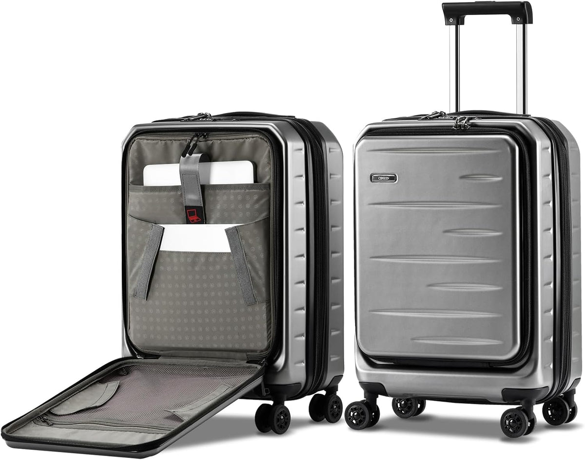 16 Inch Underseat Carry On Luggage Airline Approved, Expandable Lightweight ABS+PC Hard Shell Suitcases with 360° Spinner Wheels, TSA Lock, YKK Zipper, for Business Weekender (White, 1 PC)