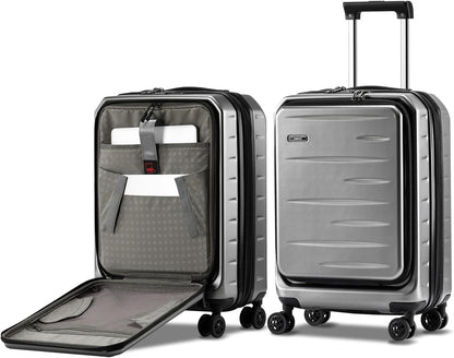 16 Inch Underseat Carry On Luggage Airline Approved, Expandable Lightweight ABS+PC Hard Shell Suitcases with 360° Spinner Wheels, TSA Lock, YKK Zipper, for Business Weekender (White, 1 PC)