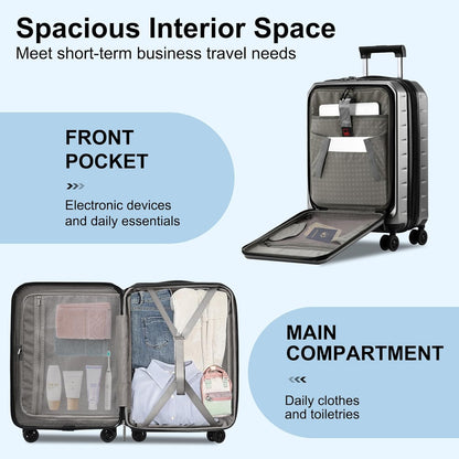 16 Inch Underseat Carry On Luggage Airline Approved, Expandable Lightweight ABS+PC Hard Shell Suitcases with 360° Spinner Wheels, TSA Lock, YKK Zipper, for Business Weekender (White, 1 PC)