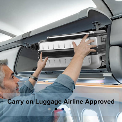 16 Inch Underseat Carry On Luggage Airline Approved, Expandable Lightweight ABS+PC Hard Shell Suitcases with 360° Spinner Wheels, TSA Lock, YKK Zipper, for Business Weekender (White, 1 PC)