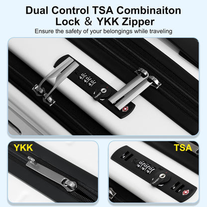 16 Inch Underseat Carry On Luggage Airline Approved, Expandable Lightweight ABS+PC Hard Shell Suitcases with 360° Spinner Wheels, TSA Lock, YKK Zipper, for Business Weekender (White, 1 PC)