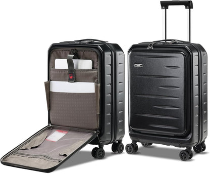 16 Inch Underseat Carry On Luggage Airline Approved, Expandable Lightweight ABS+PC Hard Shell Suitcases with 360° Spinner Wheels, TSA Lock, YKK Zipper, for Business Weekender (White, 1 PC)