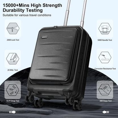 16 Inch Underseat Carry On Luggage Airline Approved, Expandable Lightweight ABS+PC Hard Shell Suitcases with 360° Spinner Wheels, TSA Lock, YKK Zipper, for Business Weekender (White, 1 PC)