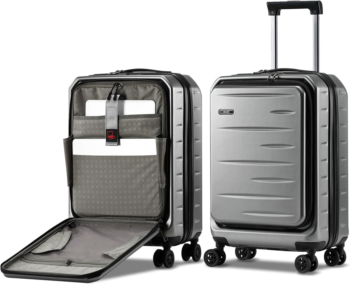 16 Inch Underseat Carry On Luggage Airline Approved, Expandable Lightweight ABS+PC Hard Shell Suitcases with 360° Spinner Wheels, TSA Lock, YKK Zipper, for Business Weekender (White, 1 PC)