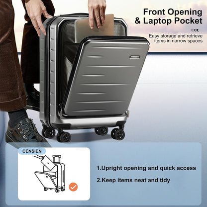 16 Inch Underseat Carry On Luggage Airline Approved, Expandable Lightweight ABS+PC Hard Shell Suitcases with 360° Spinner Wheels, TSA Lock, YKK Zipper, for Business Weekender (White, 1 PC)