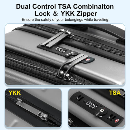 16 Inch Underseat Carry On Luggage Airline Approved, Expandable Lightweight ABS+PC Hard Shell Suitcases with 360° Spinner Wheels, TSA Lock, YKK Zipper, for Business Weekender (White, 1 PC)