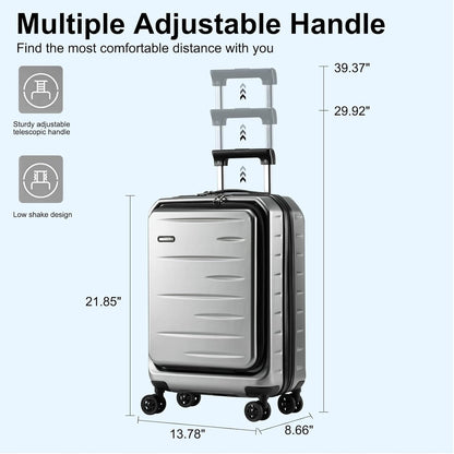 16 Inch Underseat Carry On Luggage Airline Approved, Expandable Lightweight ABS+PC Hard Shell Suitcases with 360° Spinner Wheels, TSA Lock, YKK Zipper, for Business Weekender (White, 1 PC)
