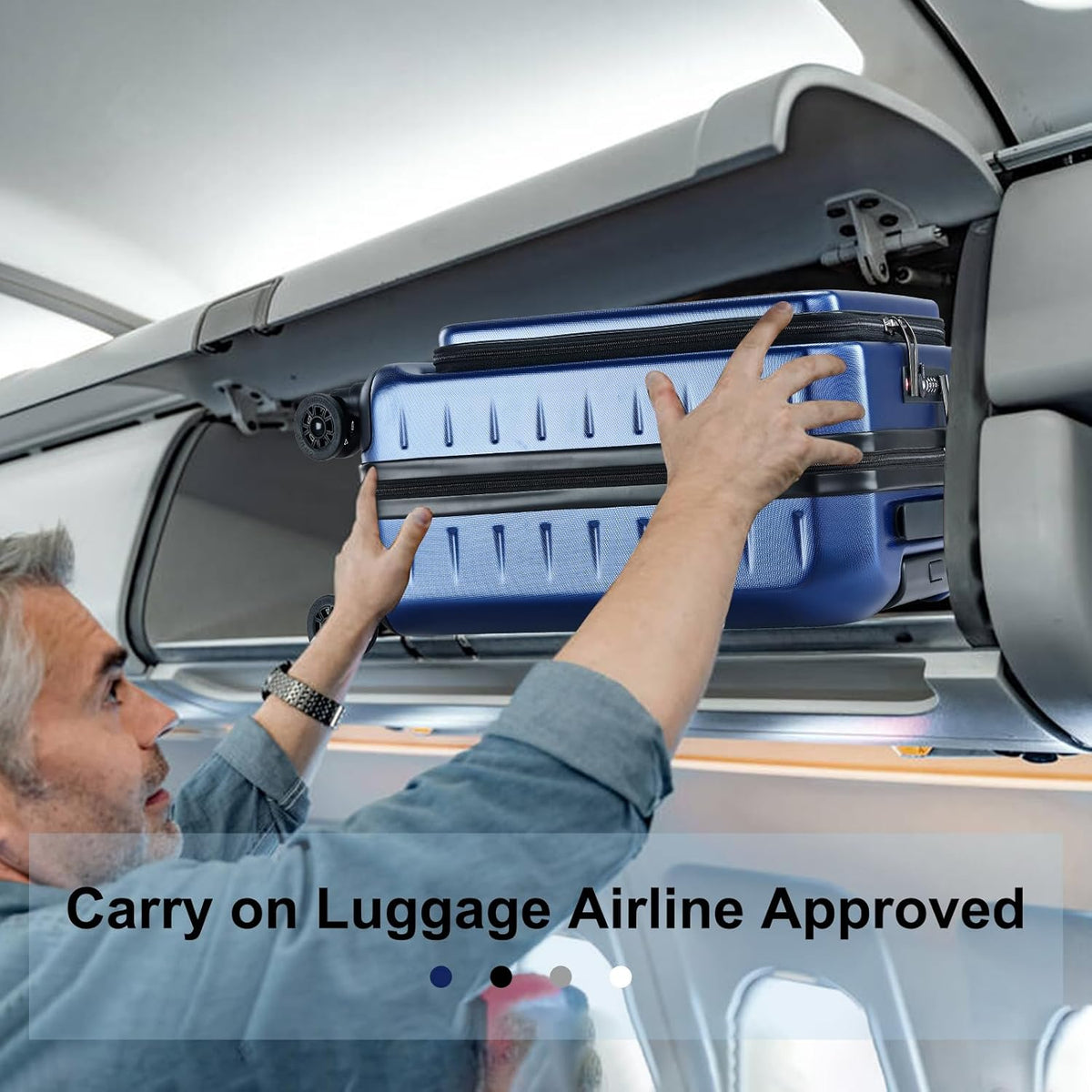 16 Inch Underseat Carry On Luggage Airline Approved, Expandable Lightweight ABS+PC Hard Shell Suitcases with 360° Spinner Wheels, TSA Lock, YKK Zipper, for Business Weekender (White, 1 PC)