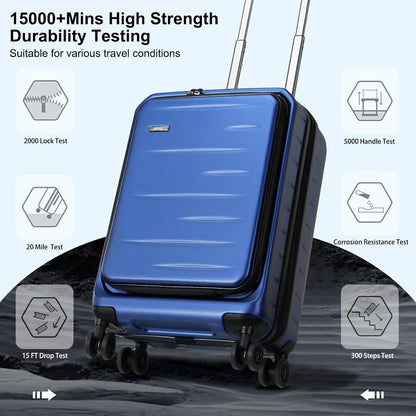 16 Inch Underseat Carry On Luggage Airline Approved, Expandable Lightweight ABS+PC Hard Shell Suitcases with 360° Spinner Wheels, TSA Lock, YKK Zipper, for Business Weekender (White, 1 PC)