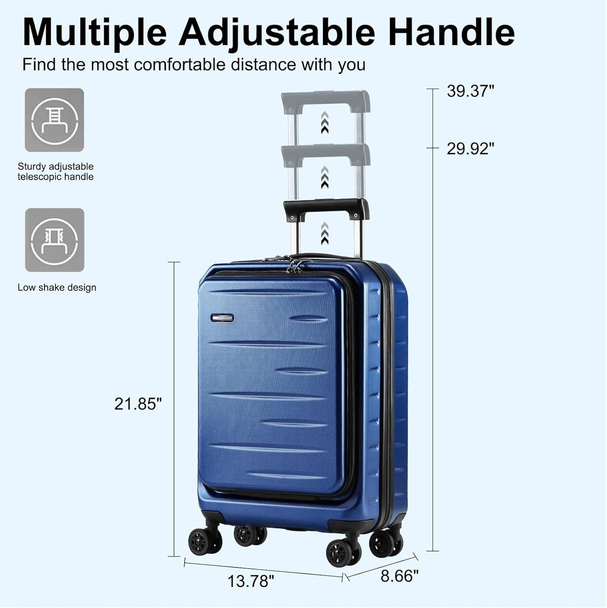 16 Inch Underseat Carry On Luggage Airline Approved, Expandable Lightweight ABS+PC Hard Shell Suitcases with 360° Spinner Wheels, TSA Lock, YKK Zipper, for Business Weekender (White, 1 PC)