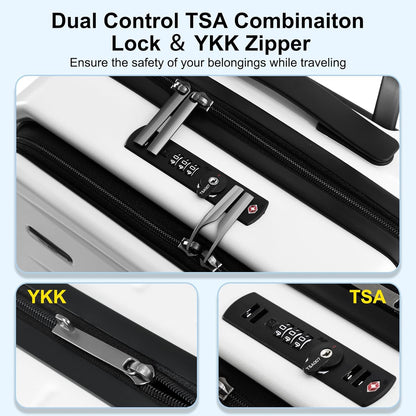 16 Inch Underseat Carry On Luggage Airline Approved, Expandable Lightweight ABS+PC Hard Shell Suitcases with 360° Spinner Wheels, TSA Lock, YKK Zipper, for Business Weekender (White, 1 PC)