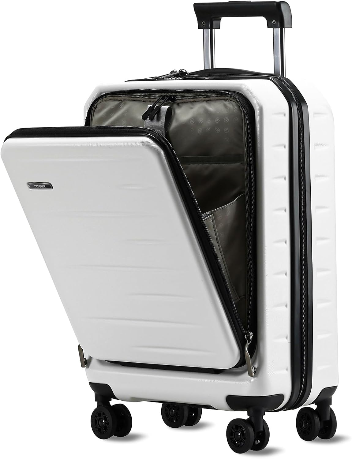 16 Inch Underseat Carry On Luggage Airline Approved, Expandable Lightweight ABS+PC Hard Shell Suitcases with 360° Spinner Wheels, TSA Lock, YKK Zipper, for Business Weekender (White, 1 PC)