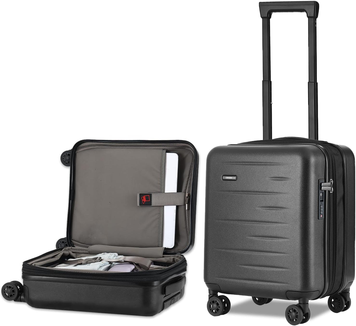16 Inch Underseat Carry On Luggage Airline Approved, Expandable Lightweight ABS+PC Hard Shell Suitcases with 360° Spinner Wheels, TSA Lock, YKK Zipper, for Business Weekender (White, 1 PC)