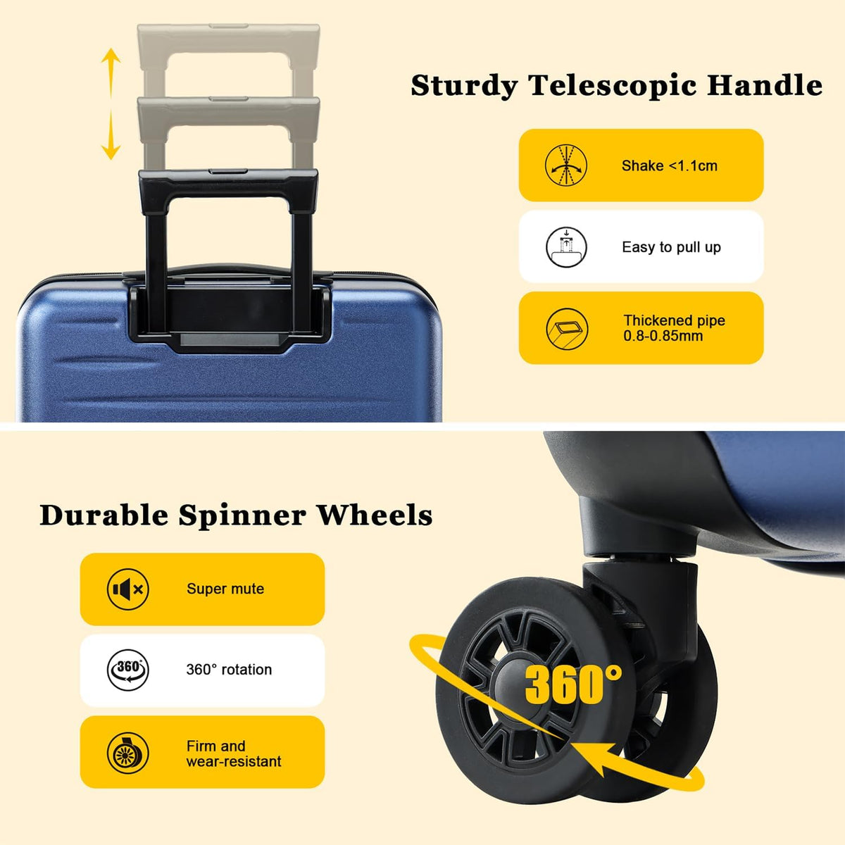 16 Inch Underseat Carry On Luggage Airline Approved, Expandable Lightweight ABS+PC Hard Shell Suitcases with 360° Spinner Wheels, TSA Lock, YKK Zipper, for Business Weekender (White, 1 PC)