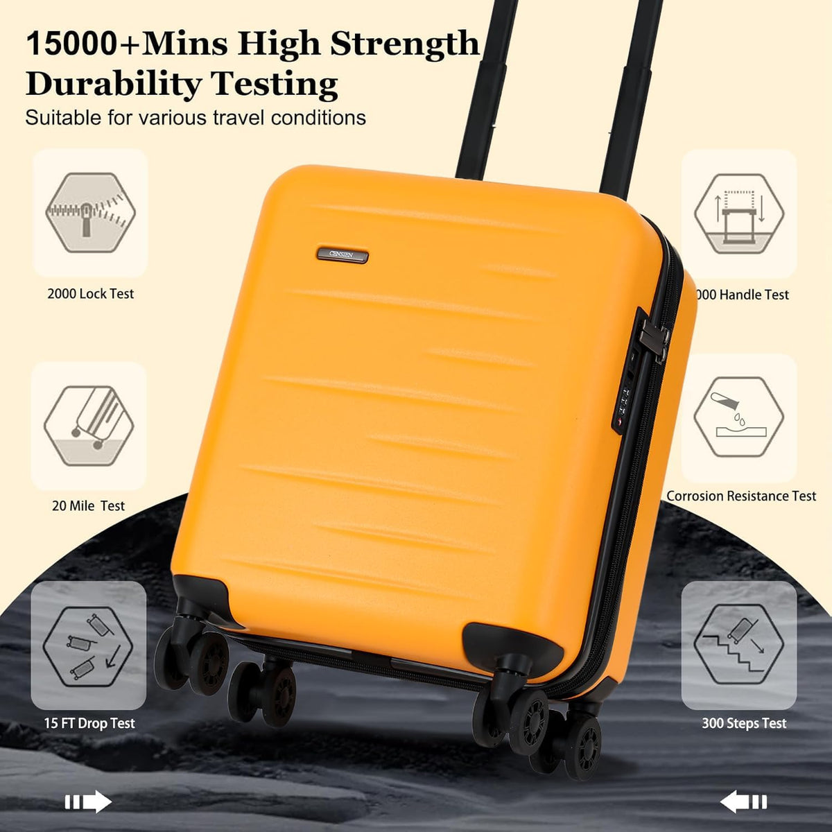 16 Inch Underseat Carry On Luggage Airline Approved, Expandable Lightweight ABS+PC Hard Shell Suitcases with 360° Spinner Wheels, TSA Lock, YKK Zipper, for Business Weekender (White, 1 PC)