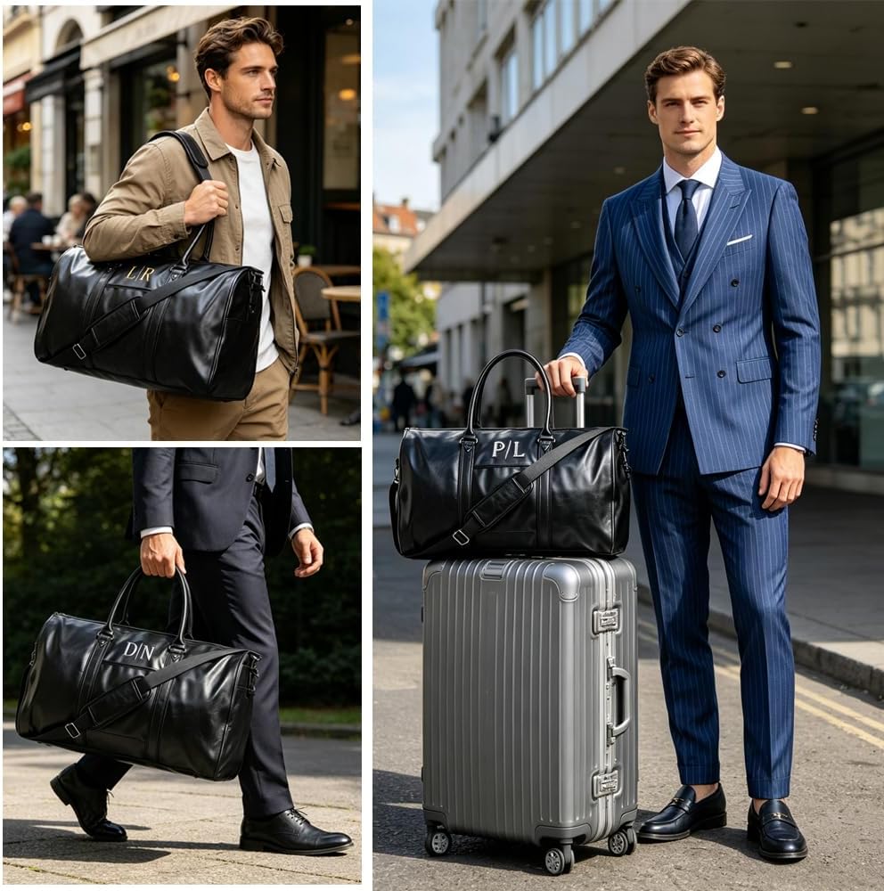 Garment Duffle Bags for Travel Men, 50L-Large Carry on Garment Duffel Bag, Convertible Garment Duffel Bag w/Shoe Compartment, Foldable Garment Bags for Hanging Clothes Travel (Brown)