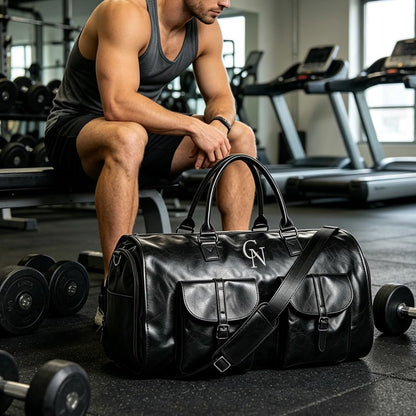 Garment Duffle Bags for Travel Men, 50L-Large Carry on Garment Duffel Bag, Convertible Garment Duffel Bag w/Shoe Compartment, Foldable Garment Bags for Hanging Clothes Travel (Brown)