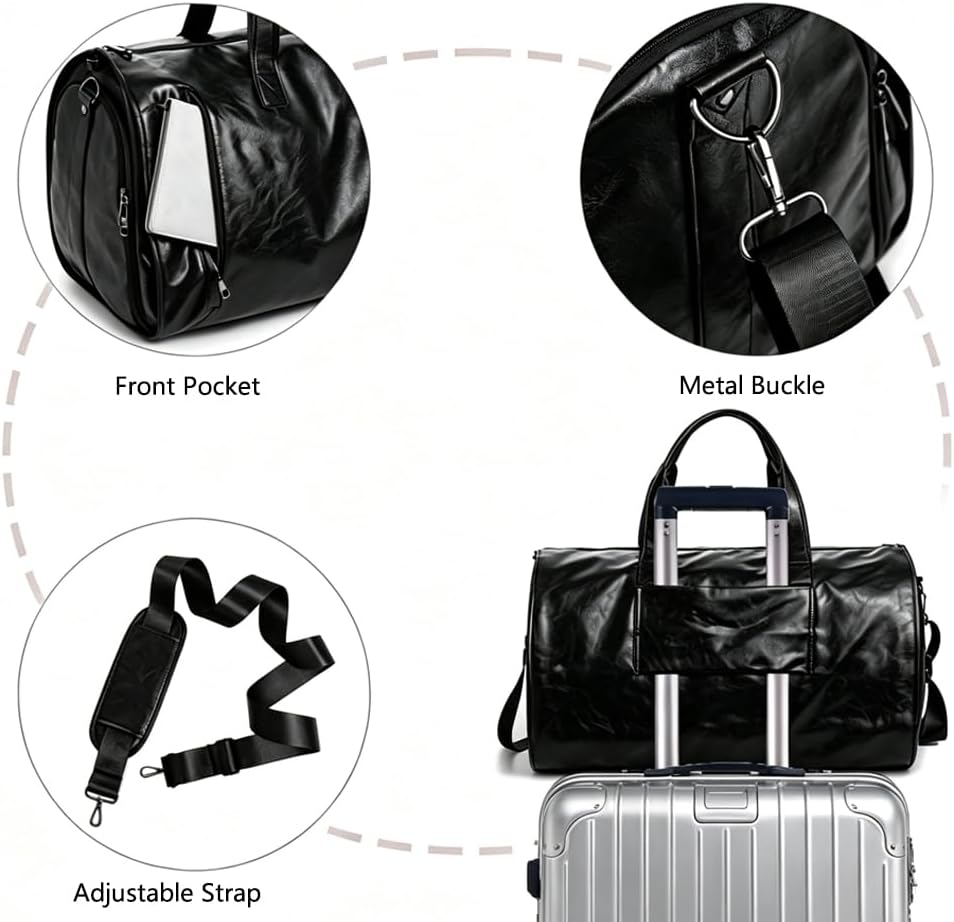 Garment Duffle Bags for Travel Men, 50L-Large Carry on Garment Duffel Bag, Convertible Garment Duffel Bag w/Shoe Compartment, Foldable Garment Bags for Hanging Clothes Travel (Brown)